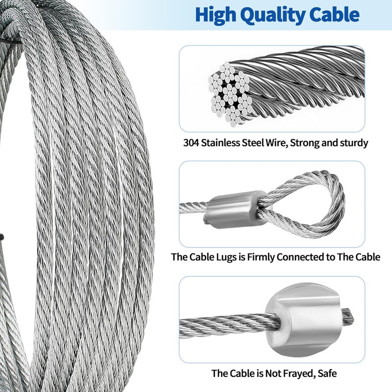 Pulems Garage Door Cables for 7 Ft Door, 8 Ft 6 Inch Long Cable Replacement for Torsion Springs, Garage Door Repair Kit Upgrades of Your Garage Door Springs & Wires Connect Easily to Drums & Bottom Brackets - Image 4